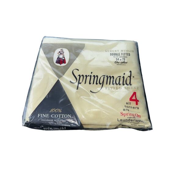 Vintage Springmaid Luxury Muslin 100% Fine Cotton Made in USA NEW Double Fitted - Picture 1 of 11